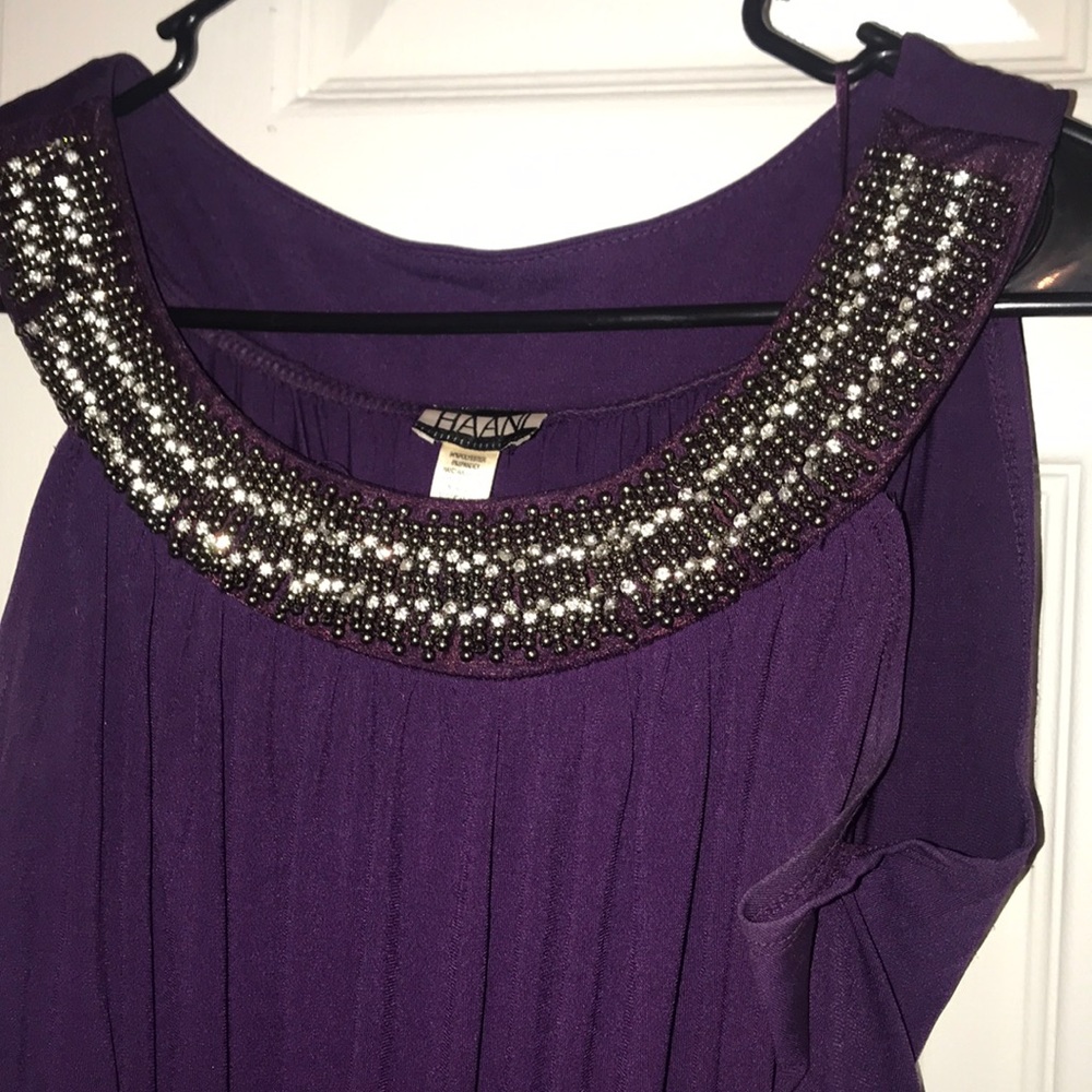 Purple gown with rhinestone detail